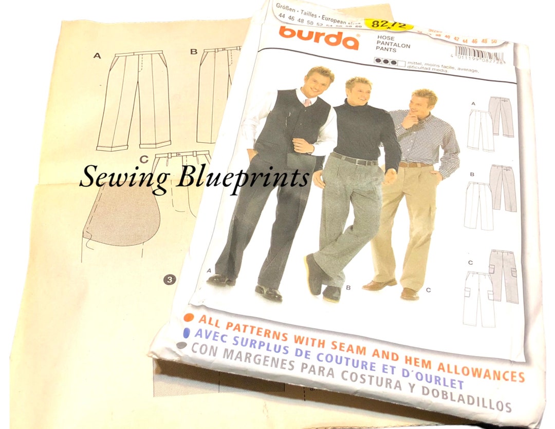 SEWING PATTERN Burda Mens Pants Pattern 8272 3450 Uncut Etsy