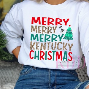 Merry Merry Merry Kentucky Christmas, KY, PNG Design, Digital Download, DTF