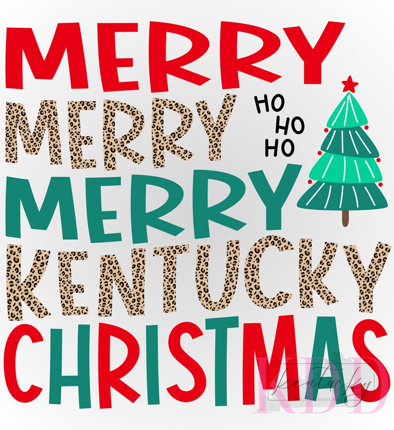 Merry Merry Merry Kentucky Christmas, KY, PNG Design, Digital Download