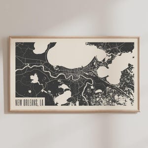 Arte para TV con marco de mapa de calles de Nueva Orleans, Nueva Orleans minimalista, arte para TV Samsung, arte para TV con marco de Nueva Orleans, decoración de Nueva Orleans, arte mural de Nueva Orleans