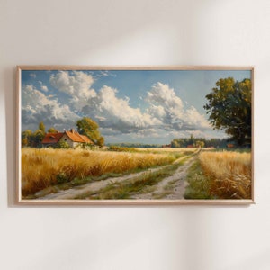 Summer Field Frame TV Art, Living Room Decor, Samsung TV Art, Farmhouse Art, Landscape TV Art, Tv Art Download, Vintage Oil Painting
