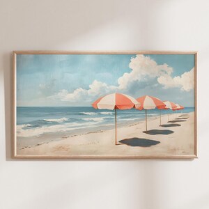 Vintage Beach Frame TV Art, Beach Coastal View, Samsung TV Art, Vintage Ocean Art, Ocean Tv Art, Tv Art Download, Vintage Oil Painting