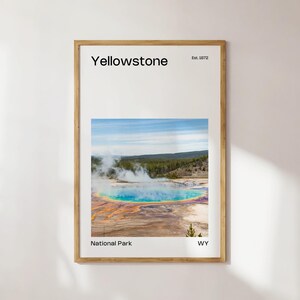 Yellowstone National Park Mid-Century Travel Poster, Yellowstone Photo Print, Yellowstone National Park Poster, Yellowstone Digital Print,