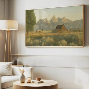 Grand Teton National Park Rahmen TV Kunst, Grand Teton Vintage Malerei, Samsung TV Kunst, Nationalpark Dekor, Reise Tv Kunst, Grand Teton Tv Kunst