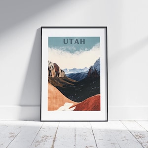 Utah Travel Print, Utah Graphic Poster, Utah Illustration, Utah Printable Wall Art, Retro Utah Vector Art Print, Utah Decor