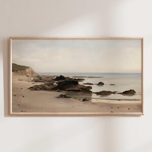 Seascape Beach Frame TV Art, Beach Coastal View for Samsung Frame TV, Vintage Ocean Painting, Ocean Frame Tv Art, Frame Tv Art Download