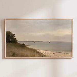 Sailboat Seascape Frame TV Art, Vintage Coastal View, Samsung Frame TV Art, Rustic Coastal Art, Sailboat Tv Art, Tv Art Download
