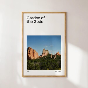 Garden of the Gods Modern Travel Poster, Garden of the Gods Photo Print, Garden of the Gods Printable,  Garden of the Gods Colorado