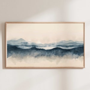 Landscape Painting Frame TV Art, Living Room Decor, Samsung TV Art, Minimal Painting, Mountain TV Art, Tv Art Download, Watercolor Painting