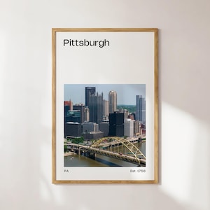 Pittsburgh Mid-Century Travel Poster, Pittsburgh Photo Print, Pittsburgh Art, Pittsburgh Print, Pittsburgh Photography, Pittsburgh Skyline