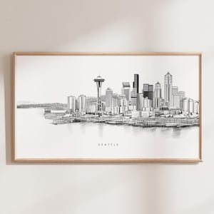Seattle Skyline Line Art, Frame TV Art, Minimalist Drawing (Digital Download)