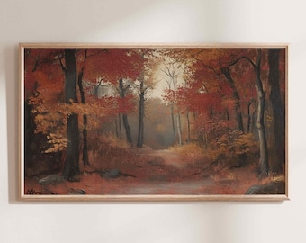 Pintura al óleo de paisaje otoñal, Arte para TV con marco Samsung (Descarga digital)