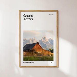 Grand Teton National Park Mid-Century Travel Poster, Grand Tetons Photo Print, Grand Teton National Park Poster, Grand Tetons Digital Print