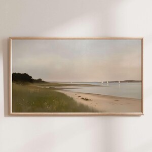 Sailboat Seascape Frame TV Art, Vintage Coastal View, Samsung Frame TV Art, Rustic Coastal Art, Sailboat Tv Art, Tv Art Download