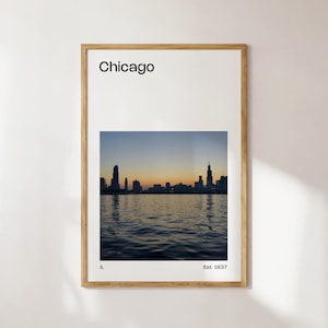 Chicago Mid-Century Travel Poster, Chicago Photo Print, Chicago Art Printable, Chicago Digital Print, Chicago Photography, Chicago Skyline