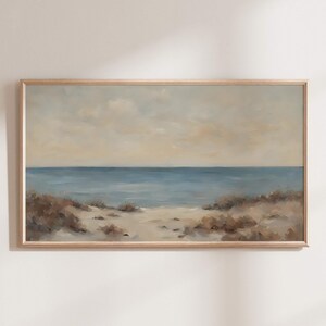 Seascape Beach Frame TV Art, Beach Coastal View, Samsung TV Art, Minimal Modern Art, Ocean Tv Art, Tv Art Download, Vintage Oil Painting