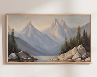 Vintage Mountain Landscape Painting for Samsung Frame TV (Digital Download)