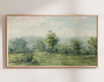 Pintura a óleo vintage de floresta, arte para TV Samsung Frame (download digital)