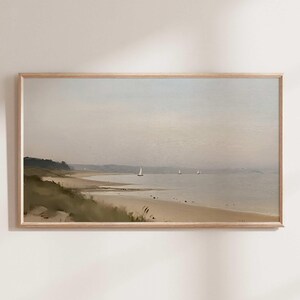Sailboat Seascape Frame TV Art, Vintage Coastal View, Samsung Frame TV Art, Rustic Coastal Art, Sailboat Tv Art, Tv Art Download