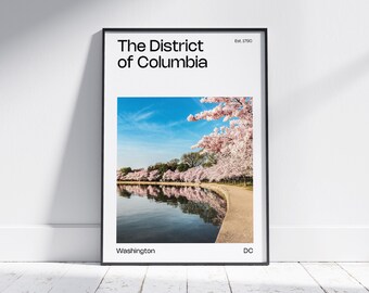 District of Columbia Mid-Century Travel Poster, DC Photo Print, Photo Travel Poster, District of Columbia Photography, Digital Print,