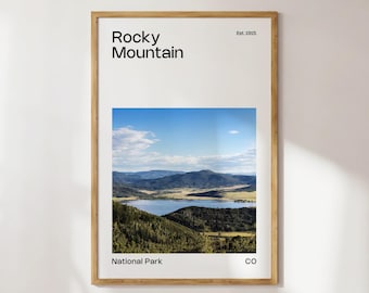 Rocky Mountain National Park Photo Print, Mid-Century Travel Poster (Digital Download)