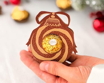 Weihnachtskugel für Ferrero Rocher: Druckvorlage PDF | Kleine Geschenkidee zu Weihnachten | D42