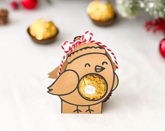 Weihnachtsvogel für Ferrero Rocher: Druckvorlage PDF | Kleine Geschenkidee zu Weihnachten | D46