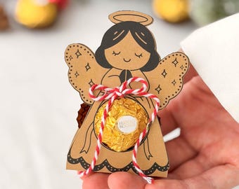 Weihnachtsengel für Ferrero Rocher: Druckvorlage PDF | Kleine Geschenkidee zu Weihnachten | D38