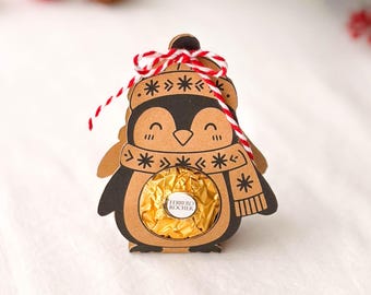Weihnachtspinguin für Ferrero Rocher: Druckvorlage PDF | Süße Geschenkidee zu Weihnachten | D47