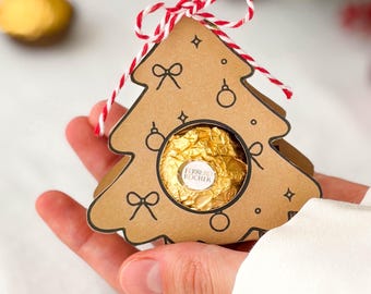 Weihnachtsbaum für Ferrero Rocher: Druckvorlage PDF | Kleine Geschenkidee zu Weihnachten | D45