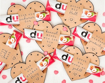 Herzen Duplo Banderole: Druckvorlage PDF | Geschenkidee zum Valentinstag | D19A