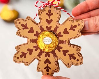 Schneeflocke für Ferrero Rocher: Druckvorlage PDF | Weihnachtsanhänger zum Ausdrucken | D41