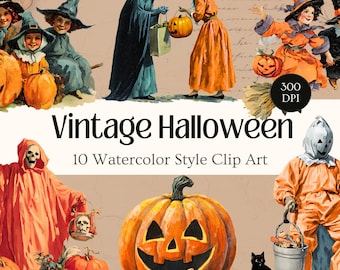 Vintage Halloween Clip Art Retro Halloween Digital Art Quirky Halloween Ephemera Vintage Junk Journal Kit Instant Download Spooky Graphics