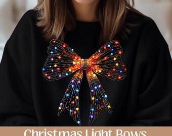 Vintage Christmas Light Bow PNG Christmas Season and New Year PNG Retro Antique Christmas Shirt Design Festive Clip Art for Crafts and Decor