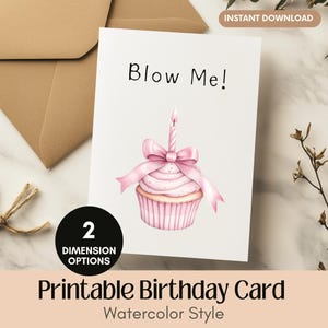 Funny Birthday Card for Her, Printable Birthday Card for Girlfriend, Dirty Birthday Greeting, Funny Greeting Card for Wife, Instant Download
