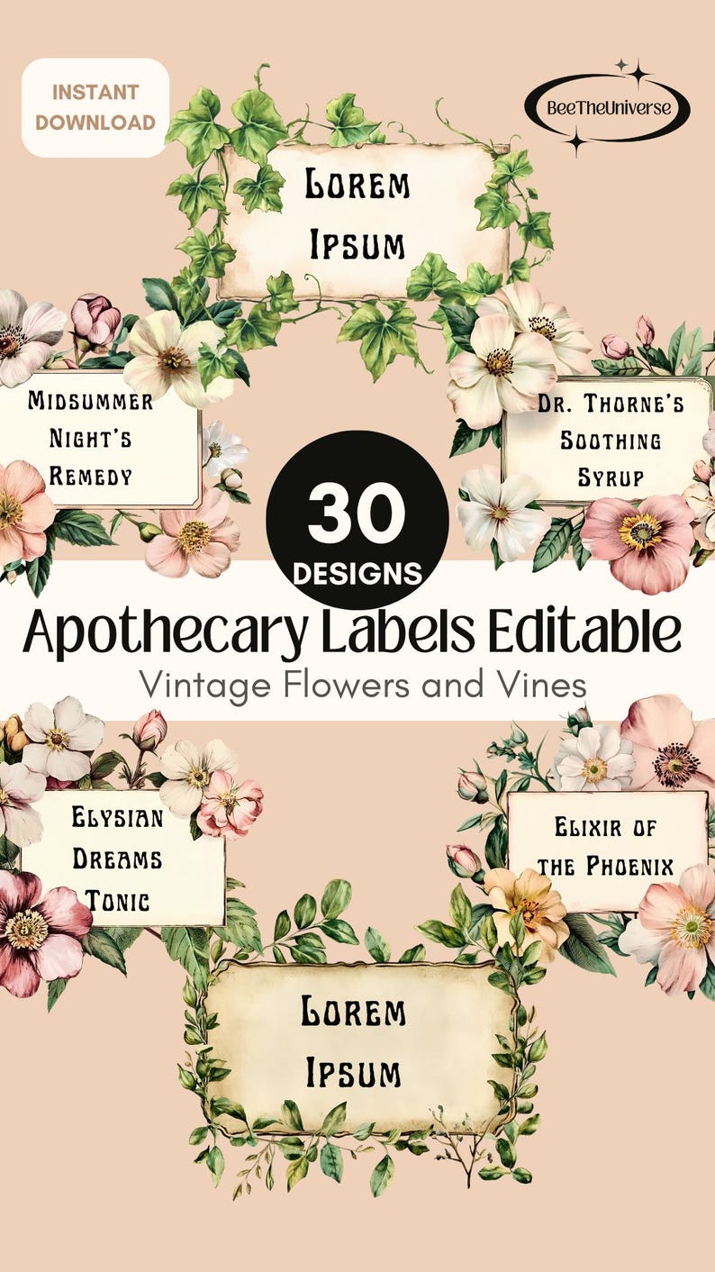 Apothecary Labels Editable Vintage Printable Bottle Labels Custom ...
