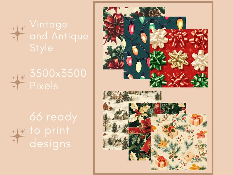 Vintage Christmas Digital Paper Holiday Junk Journal Kit Printable ...