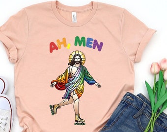 Oh Men Shirt Jesus Gay Shirt Gay Pride LGBTQ Shirt Drag Queen Gift Funny Jesus Gay LGBT Gift Idea For Bi Pride Shirt Jesus Meme L2