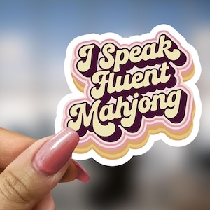 Retro Mahjong Sticker Vintage Mahjong Enthusiast Gift Computer Decal I Speak Fluent Mahjong Decorative Vinyl Sticker Mahjong Player
