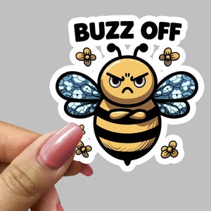 Grumpy Bee Sticker Funny Nature Transparent Vinyl Decal Beekeeper Gift Honeybee Lover Laptop Weirdcore Gen Z Sticker Weird Stuff Bumblebee