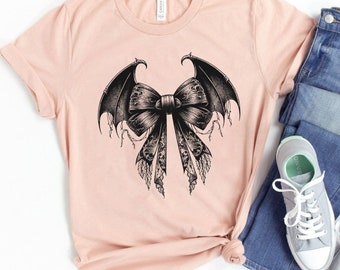 Linda camiseta de murciélago floral, camiseta bohemia de Halloween, regalo adorable para los amantes de los murciélagos, ropa de Halloween espeluznante y acogedora, perfecta para los entusiastas de los murciélagos