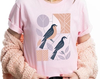 Camiseta de pájaro de acuarela. Linda camiseta de pájaro y ramas. Regalo perfecto para amantes de las aves y entusiastas de la naturaleza. Ideal para observadores de aves y buscadores de paz.