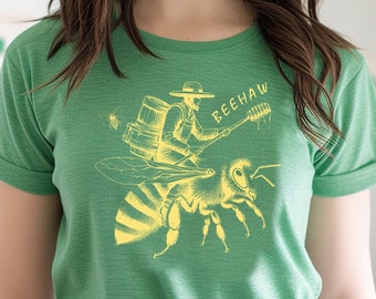 Cowboy Like Me Shirt Beekeeper Shirt Honey Bees Apiculture Retro Tshirt Funny Bee Hive Honey Gift Bee Lover Tee Bee-Wrangler Dark Academia