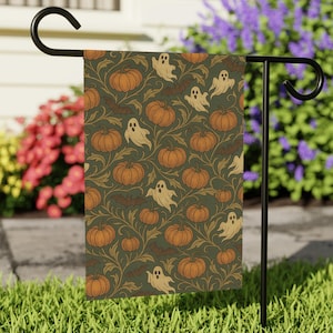 Spooky Ghost Halloween Garden Flag Gift for Witch Lover Bat Pumpkin Yard Decor Gothic Friend Haunted House Outdoor Sign Fall Porch Banner