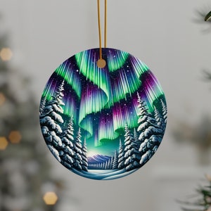 Aurora Borealis Ornament Northern Lights Alaska Home Decor Winter Wildlife Christmas Tree Decoration Scenic Night Scene Gift For New Home