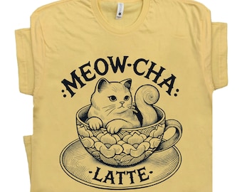 Latte Lover Cat Shirt Nature Inspired Gifts for Coffee Enthusiasts Baristas and Cat Lovers Funny Coffee Graphic Tee Funny Cat Shirt For Gift