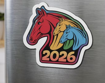 Year of the Horse 2026 Fridge Magnet Gift for Chinese Astrology