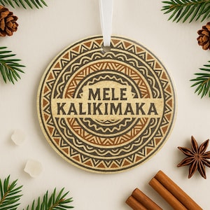 Mele Kalikimaka Ceramic Ornament Hawaiian Christmas Tree Decoration Traditional Island Pattern Holiday Gift Tropical Xmas Hanging Decor