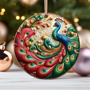 Peacock Lover Ornament Colorful Bird Christmas Decor for Nature Lovers Ideal Gift for Animal Enthusiasts and Birdwatchers [NOT 3D - FLAT]