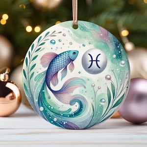 Watercolor Gemini Fish Ornament Astrology Zodiac Decor Spiritual Home Gift for Astrology Lovers and Horoscope Fans Unique Christmas Decor